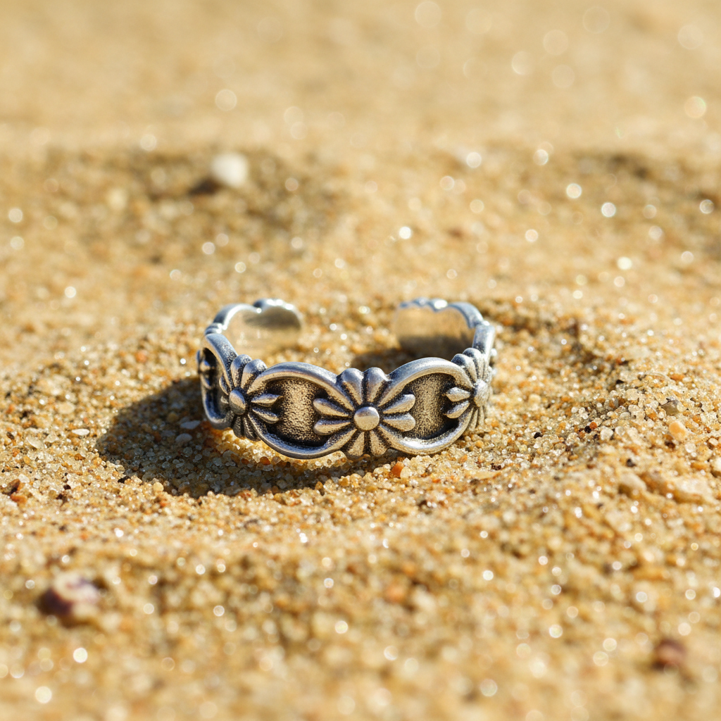 Flowers Sterling Silver Toe Ring