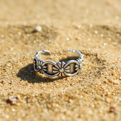 Flowers Sterling Silver Toe Ring