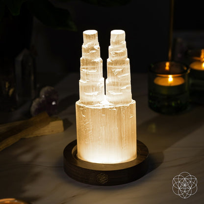 Two-Tower Selenite Lamp – Deep Energy Cleanse & Reset Conscious Items
