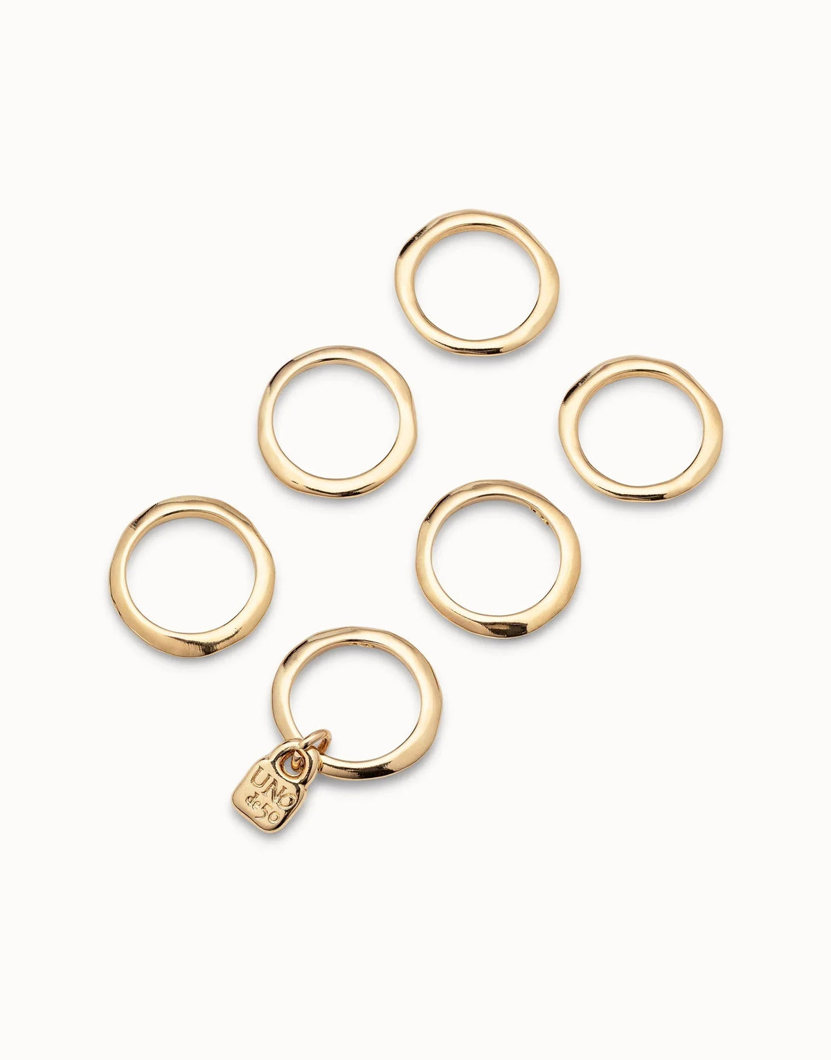 Uno De 50 Multi row ring with a charm Gold
