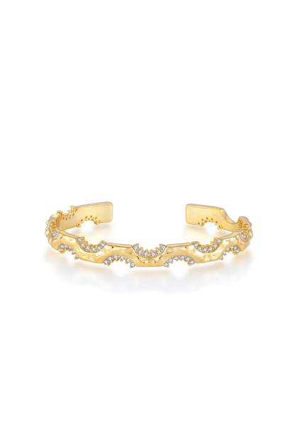 Waterproof Diane Gold Plated with Diamond Cuff Sterling Silver Bracelet