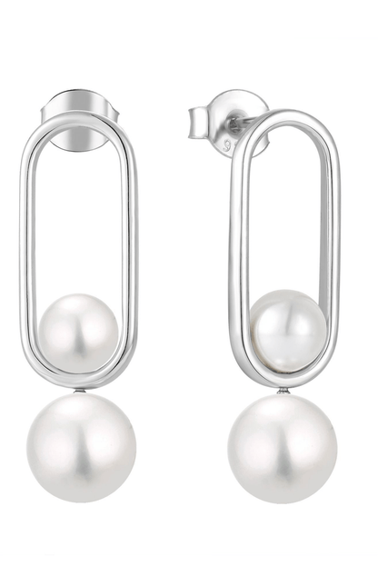 Waterproof Pearl Drop Earrings Sterling Silver