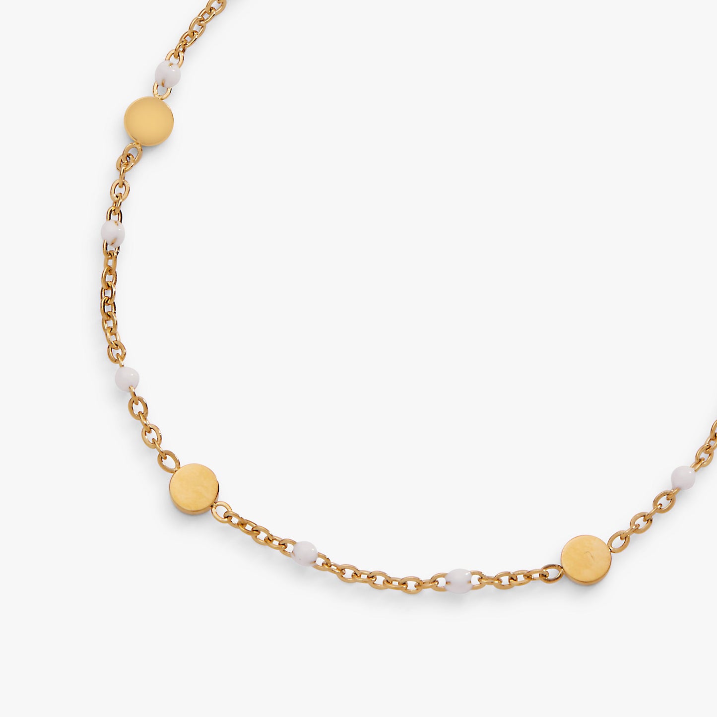 White Enameled Chain Coin Station Anklet ALEX AND ANI
