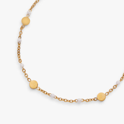 White Enameled Chain Coin Station Anklet ALEX AND ANI