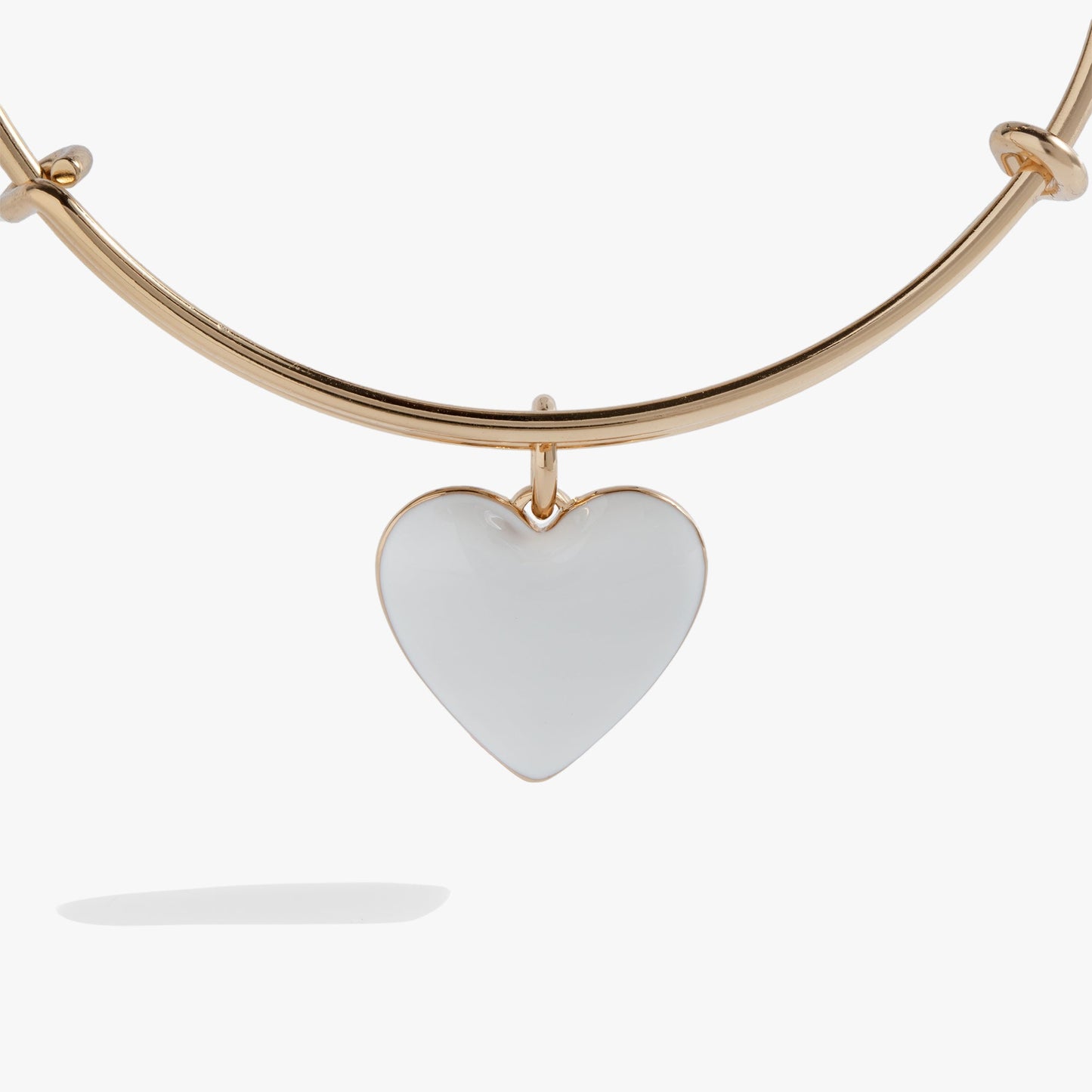 White Enamel Heart Charm Bangle ALEX AND ANI