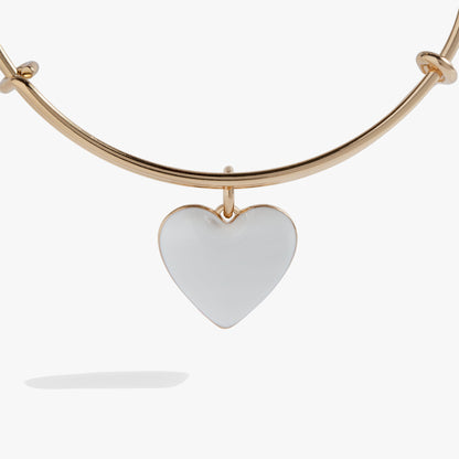 White Enamel Heart Charm Bangle ALEX AND ANI