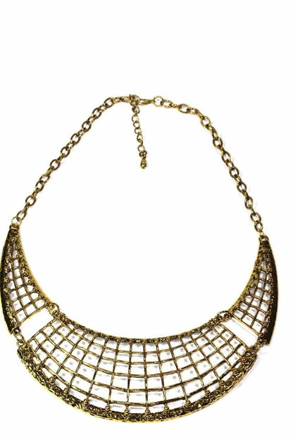 Woven Crescent Moon Necklace And Earring Set Delicate Gold